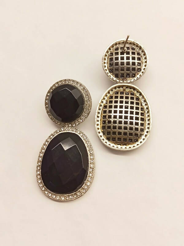 Smart Dangler With Rhino Stone Border Black Earrings For Women and Girls By House of Ree - Swadesiicart