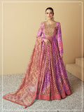 Vastranavya Lavender Muslin Printed Sequins Beads Work Abaya Style Anarkali Suit | Grocsy