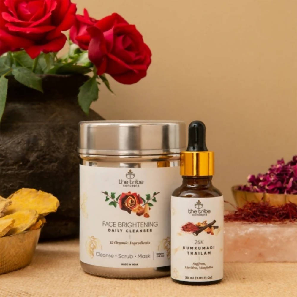 The Tribe Concepts Face Brightening Daily Cleanser & 24K Kumkumadi Thailam | Grocsy