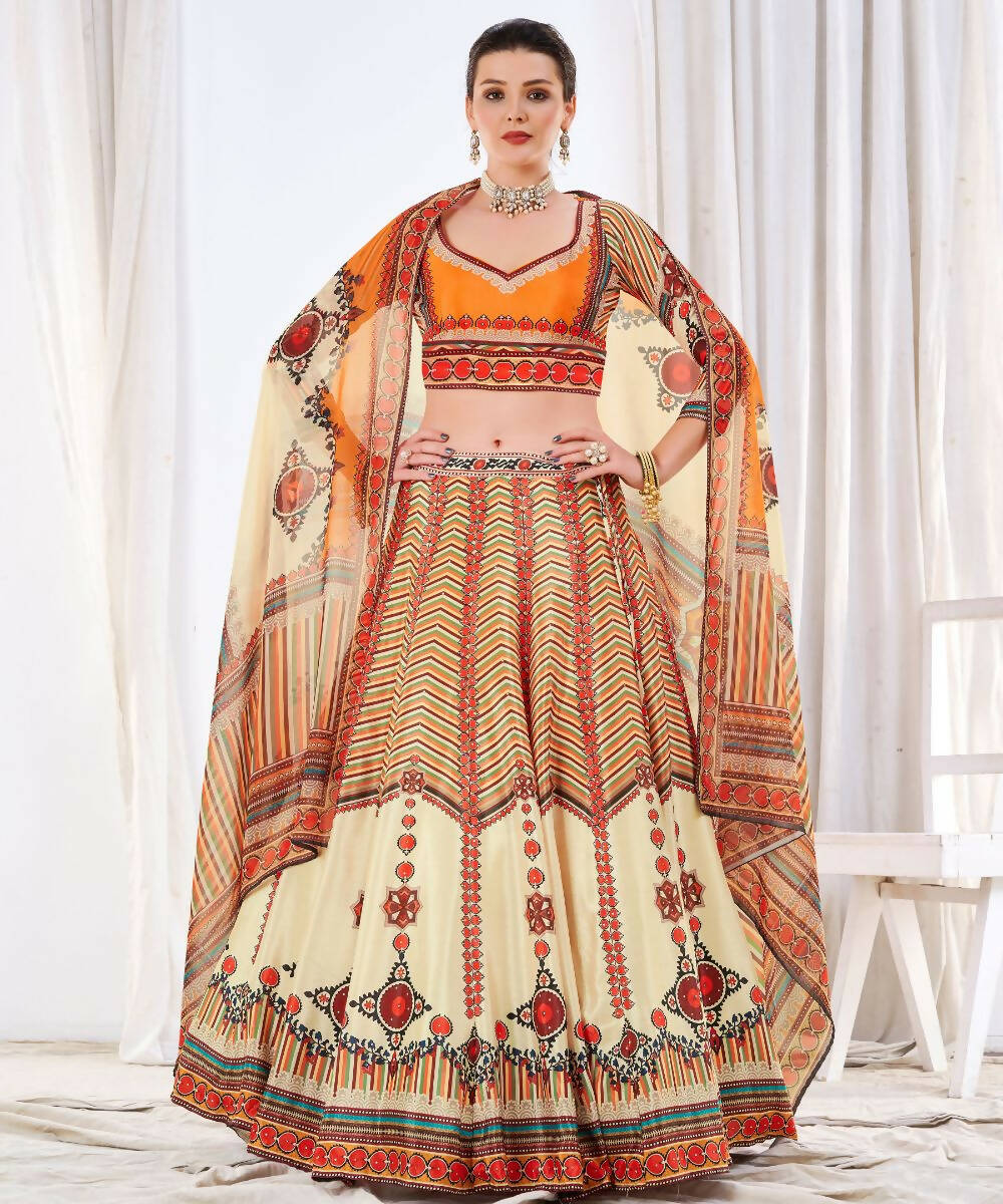 Wedding Designer Offwhite Chinon Lehengha Choli - Anbazaar | Grocsy