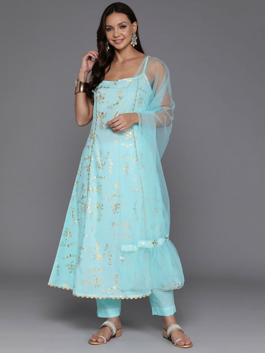 Ahalyaa Women's Traditional wear Kurta Set - Blue | Grocsy