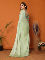 Partywear Designer Pista Polyester Zari Fancy Saree - Starwalk | Grocsy