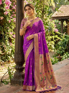 Shree Shyam Fashion Purple Soft Silk Saree | Grocsy