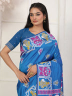 Shree Shyam Fashion Silk Blend Blue Saree | Grocsy