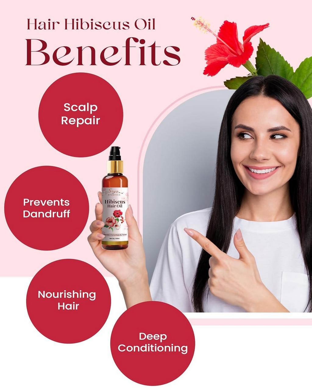 Siya Ayurveda Hibiscus Oil - Ayurvedic Oil for Hair Growth, Natural Hair Care | Grocsy