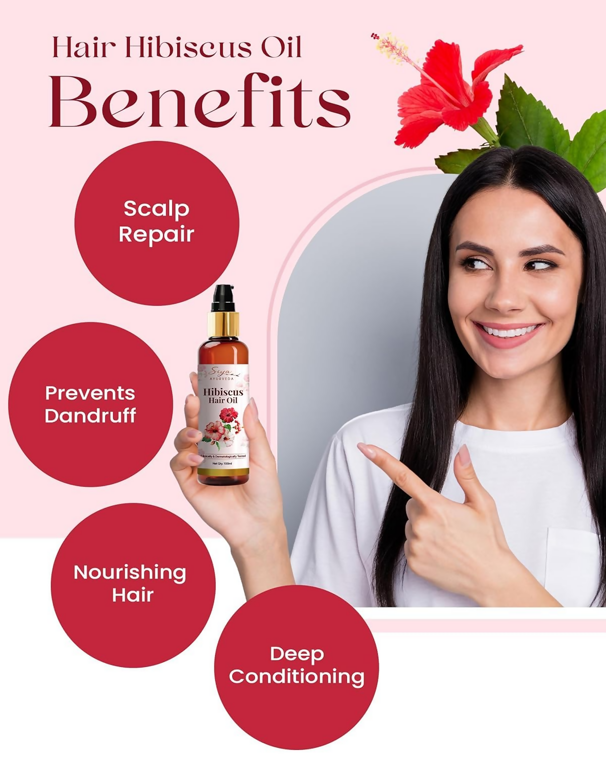 Siya Ayurveda Hibiscus Oil - Ayurvedic Oil for Hair Growth, Natural Hair Care | Grocsy