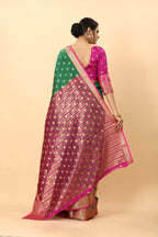 Vedant Vastram Soft Litchi Silk Kanjeevaram Saree - Green | Grocsy