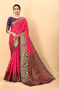 Vedant Vastram Soft Litchi Silk Kanjeevaram Saree - Pink | Grocsy