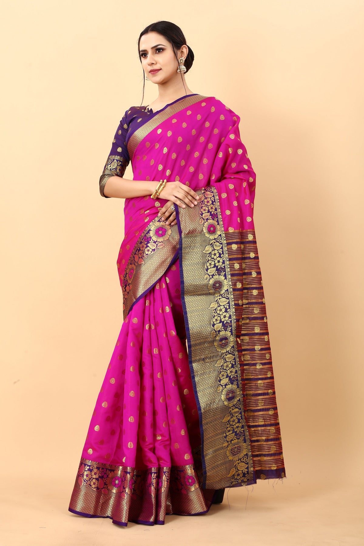 Vedant Vastram Soft Litchi Silk Kanjeevaram Saree - Rani | Grocsy