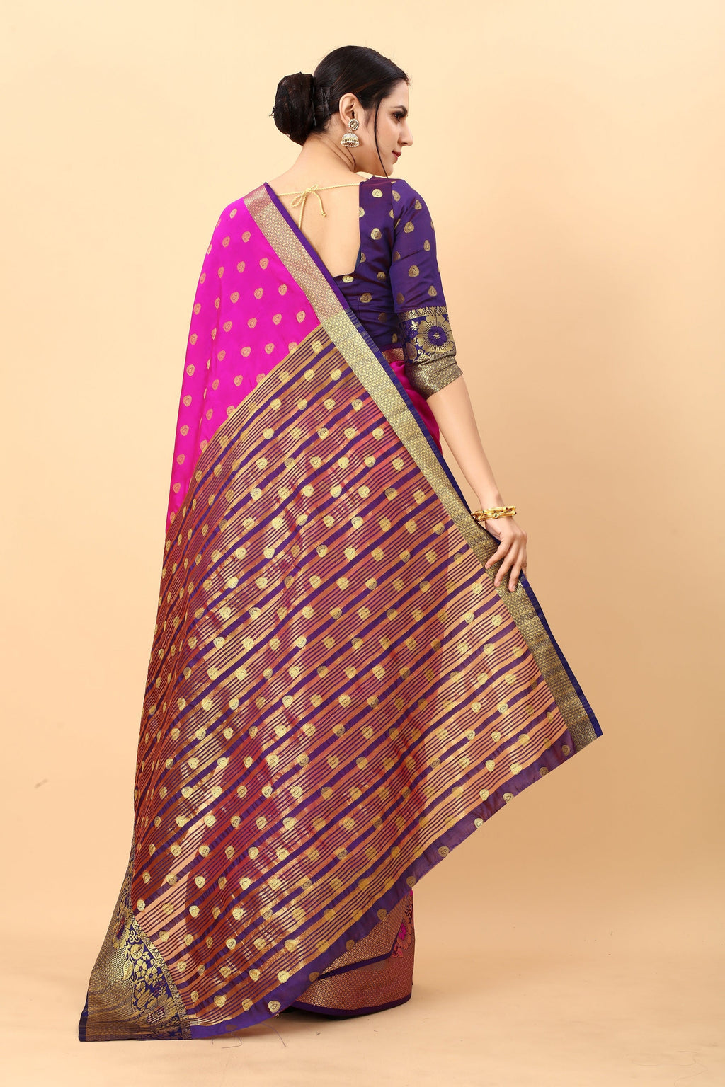 Vedant Vastram Soft Litchi Silk Kanjeevaram Saree - Rani | Grocsy