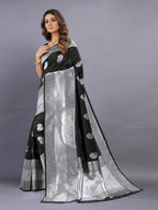 Vedant Vastram Soft Litchi Silk Banarasi Silk Saree - Black | Grocsy