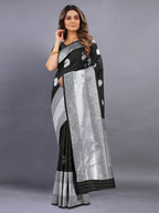 Vedant Vastram Soft Litchi Silk Banarasi Silk Saree - Black | Grocsy