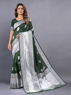 Vedant Vastram Soft Litchi Silk Banarasi Silk Saree - Mehndi | Grocsy
