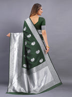 Vedant Vastram Soft Litchi Silk Banarasi Silk Saree - Mehndi | Grocsy