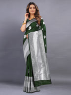 Vedant Vastram Soft Litchi Silk Banarasi Silk Saree - Mehndi | Grocsy