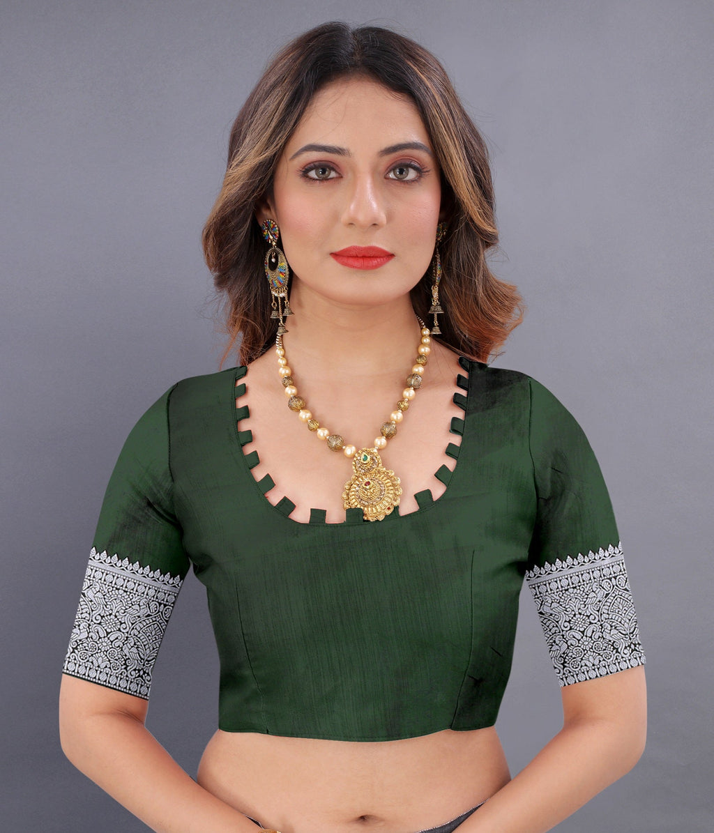 Vedant Vastram Soft Litchi Silk Banarasi Silk Saree - Mehndi | Grocsy