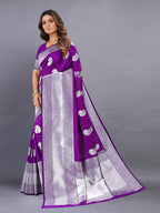 Vedant Vastram Soft Litchi Silk Banarasi Silk Saree - Purple | Grocsy