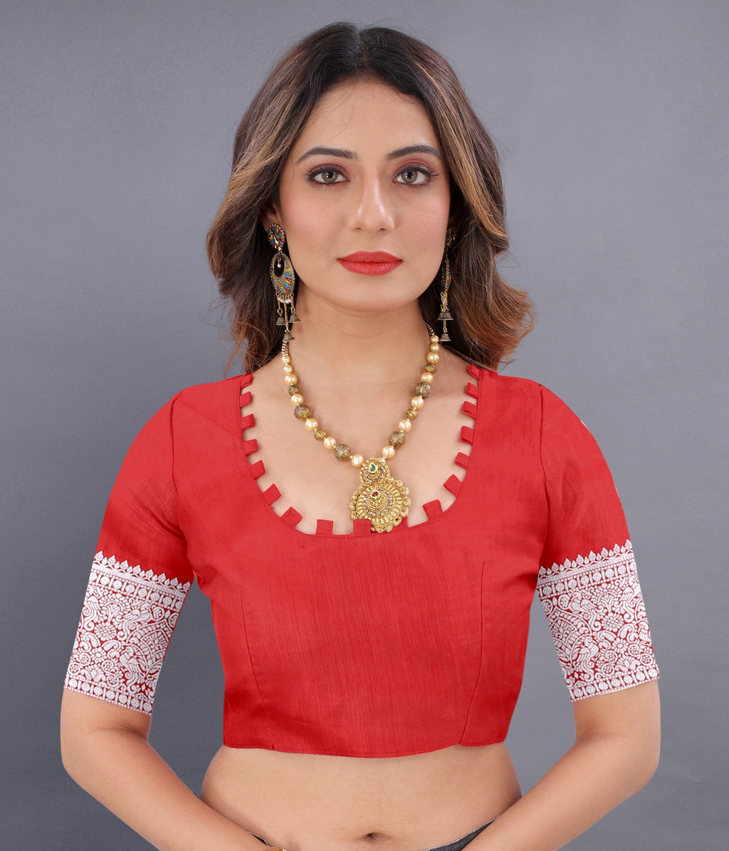 Vedant Vastram Soft Litchi Silk Banarasi Silk Saree - Red | Grocsy