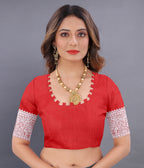 Vedant Vastram Soft Litchi Silk Banarasi Silk Saree - Red | Grocsy