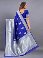 Vedant Vastram Soft Litchi Silk Banarasi Silk Saree - Royal Blue | Grocsy