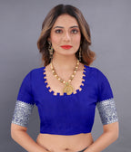 Vedant Vastram Soft Litchi Silk Banarasi Silk Saree - Royal Blue | Grocsy