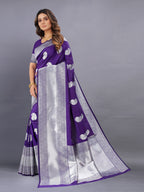 Vedant Vastram Soft Litchi Silk Banarasi Silk Saree - Violet | Grocsy