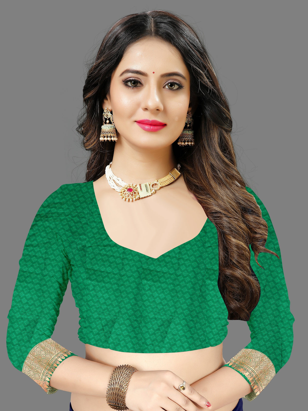 Vedant Vastram Soft Litchi Silk Banarasi Silk Saree - Green | Grocsy