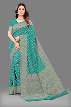 Vedant Vastram Soft Litchi Silk Banarasi Silk Saree - Rama | Grocsy