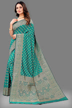 Vedant Vastram Soft Litchi Silk Banarasi Silk Saree - Rama | Grocsy