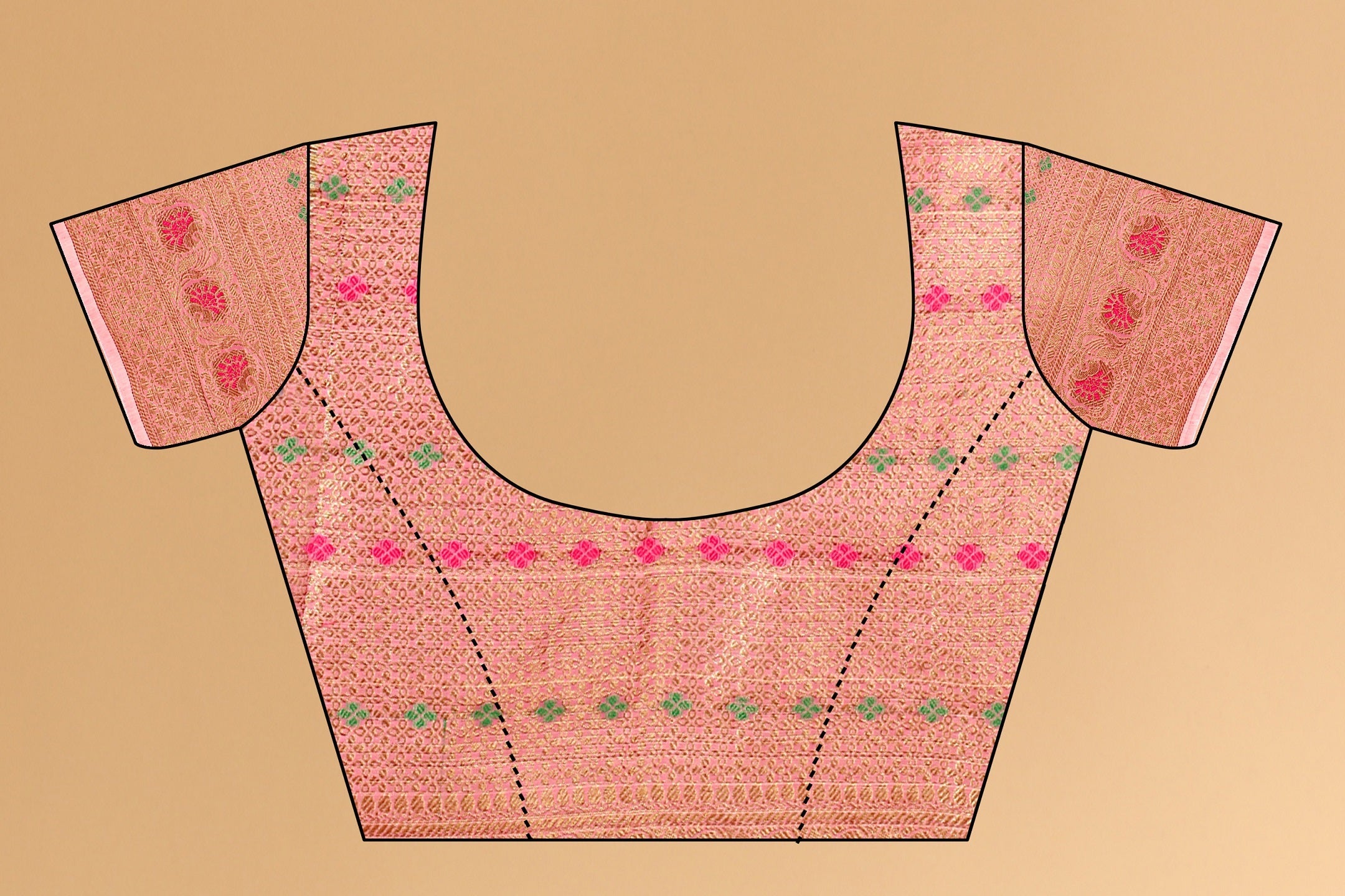 Vedant Vastram Soft Cotton Silk Kanjeevaram Saree - Pink | Grocsy
