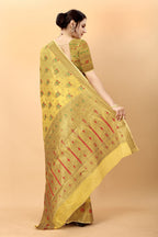 Vedant Vastram Soft Cotton Silk Kanjeevaram Saree - Yellow | Grocsy