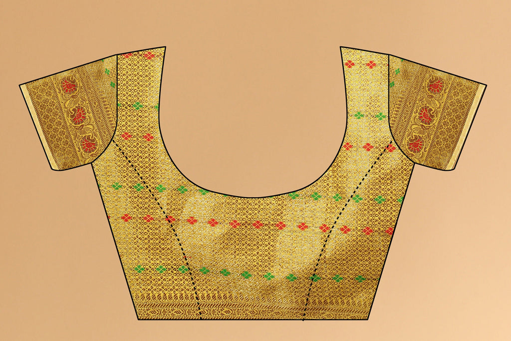 Vedant Vastram Soft Cotton Silk Kanjeevaram Saree - Yellow | Grocsy