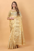 Vedant Vastram Organza Silk Banarasi Silk Saree - Gold | Grocsy