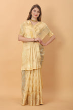 Vedant Vastram Organza Silk Banarasi Silk Saree - Gold | Grocsy