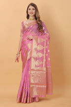 Vedant Vastram Organza Silk Banarasi Silk Saree - Pink | Grocsy