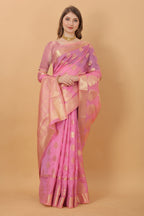 Vedant Vastram Organza Silk Banarasi Silk Saree - Pink | Grocsy