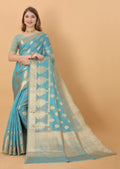 Vedant Vastram Organza Silk Banarasi Silk Saree - Rama | Grocsy