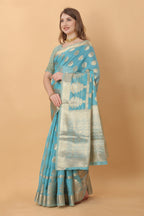 Vedant Vastram Organza Silk Banarasi Silk Saree - Rama | Grocsy