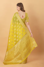 Vedant Vastram Organza Silk Banarasi Silk Saree - Yellow | Grocsy