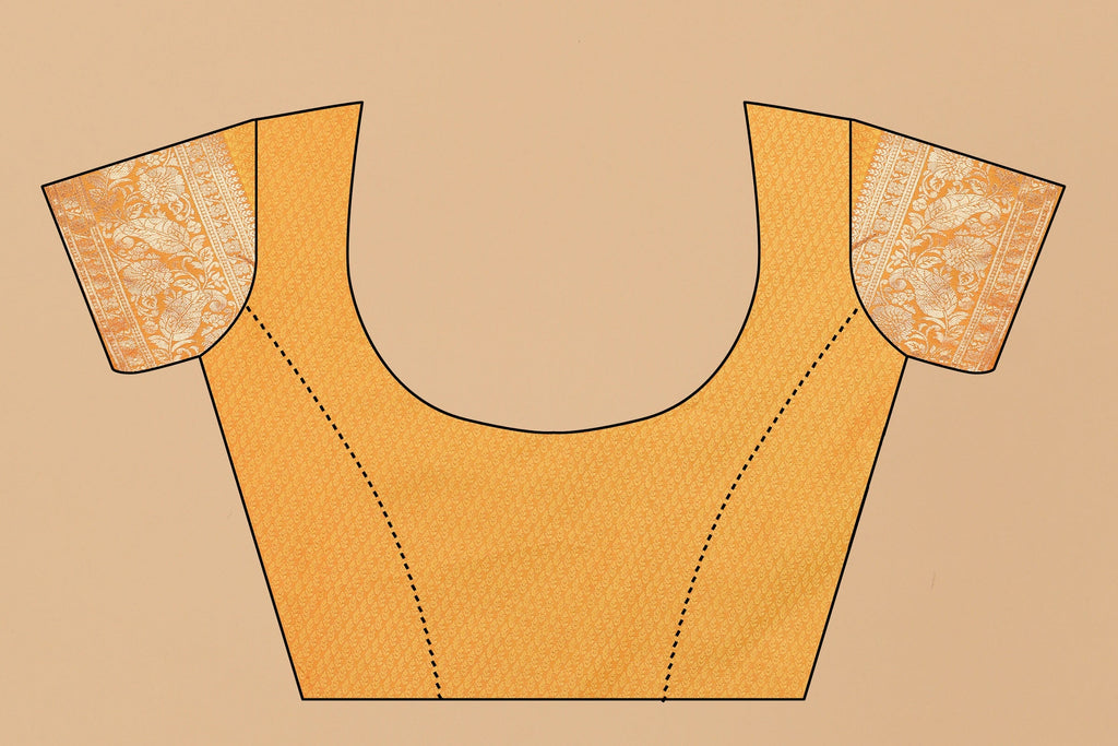 Vedant Vastram Soft Litchi Silk Kanjeevaram Saree - Mustard | Grocsy