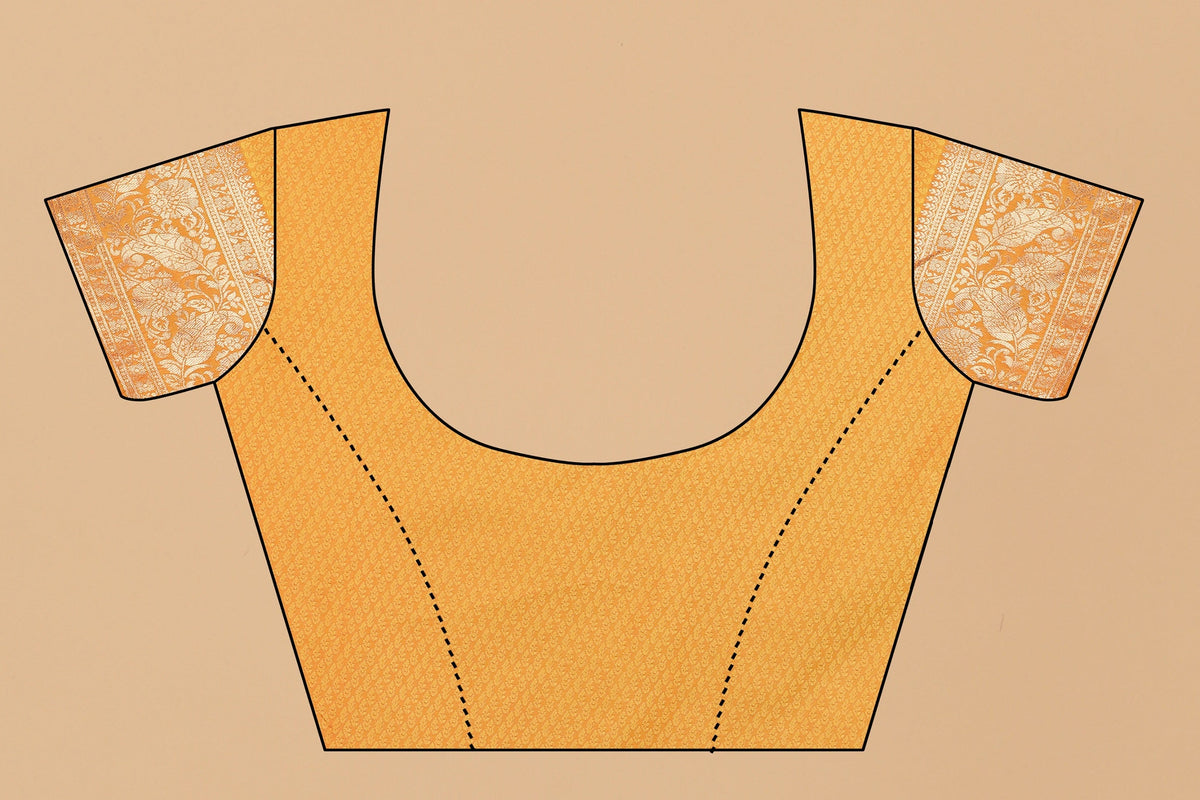 Vedant Vastram Soft Litchi Silk Kanjeevaram Saree - Mustard | Grocsy