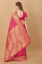 Vedant Vastram Soft Litchi Silk Kanjeevaram Saree - Pink | Grocsy