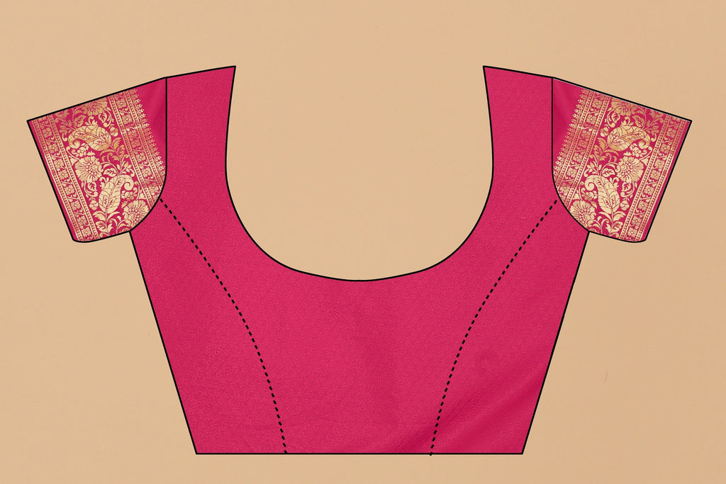 Vedant Vastram Soft Litchi Silk Kanjeevaram Saree - Pink | Grocsy