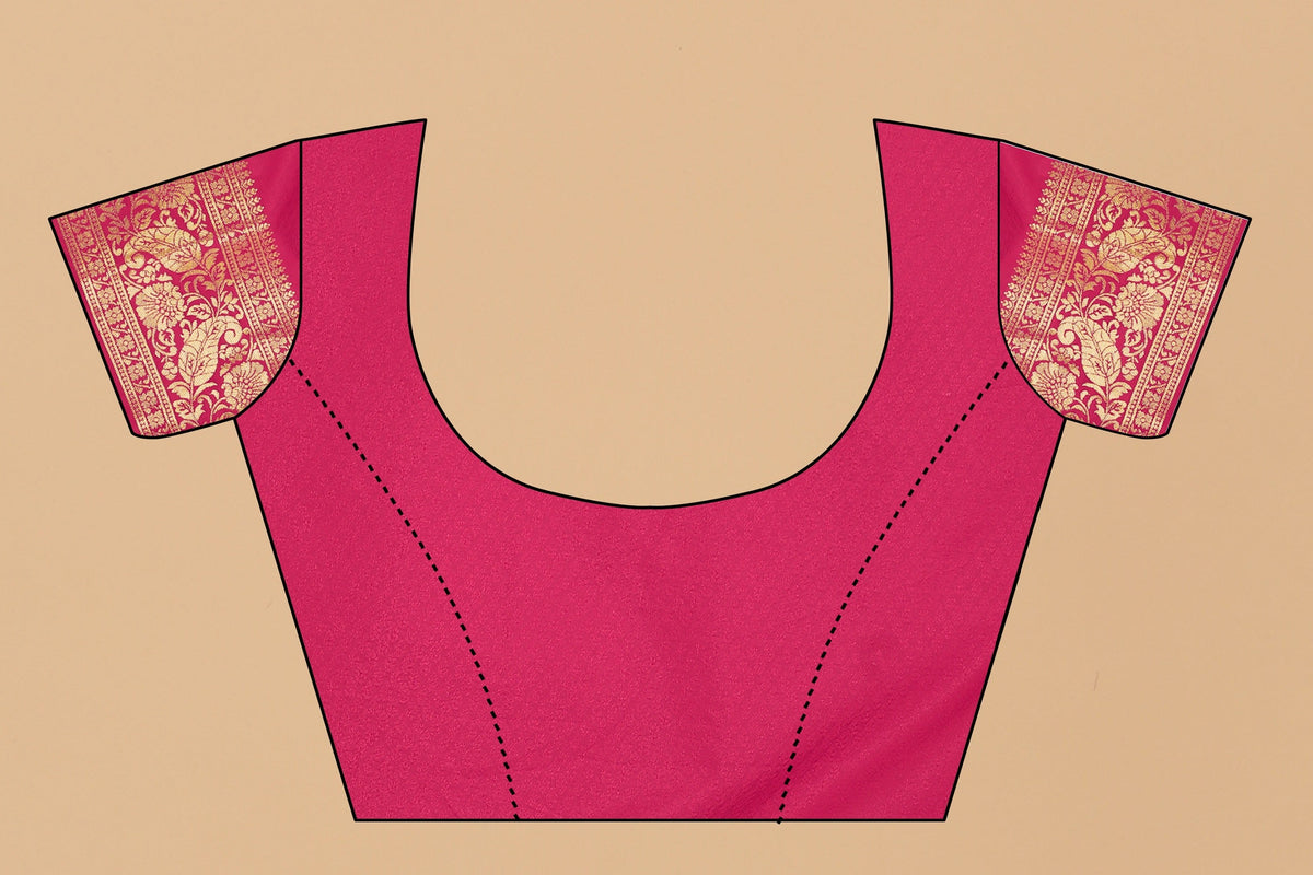 Vedant Vastram Soft Litchi Silk Kanjeevaram Saree - Pink | Grocsy