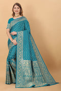 Vedant Vastram Soft Litchi Silk Kanjeevaram Saree - Rama | Grocsy