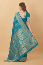 Vedant Vastram Soft Litchi Silk Kanjeevaram Saree - Rama | Grocsy