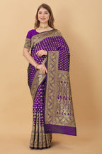 Vedant Vastram Soft Litchi Silk Kanjeevaram Saree - Violet | Grocsy