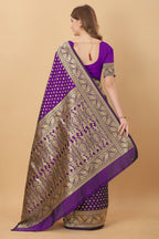 Vedant Vastram Soft Litchi Silk Kanjeevaram Saree - Violet | Grocsy