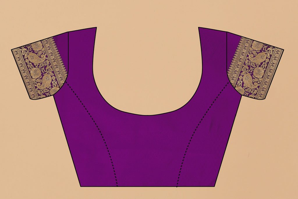 Vedant Vastram Soft Litchi Silk Kanjeevaram Saree - Violet | Grocsy