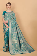 Vedant Vastram Soft Litchi Silk Kanjeevaram Saree - Rama | Grocsy